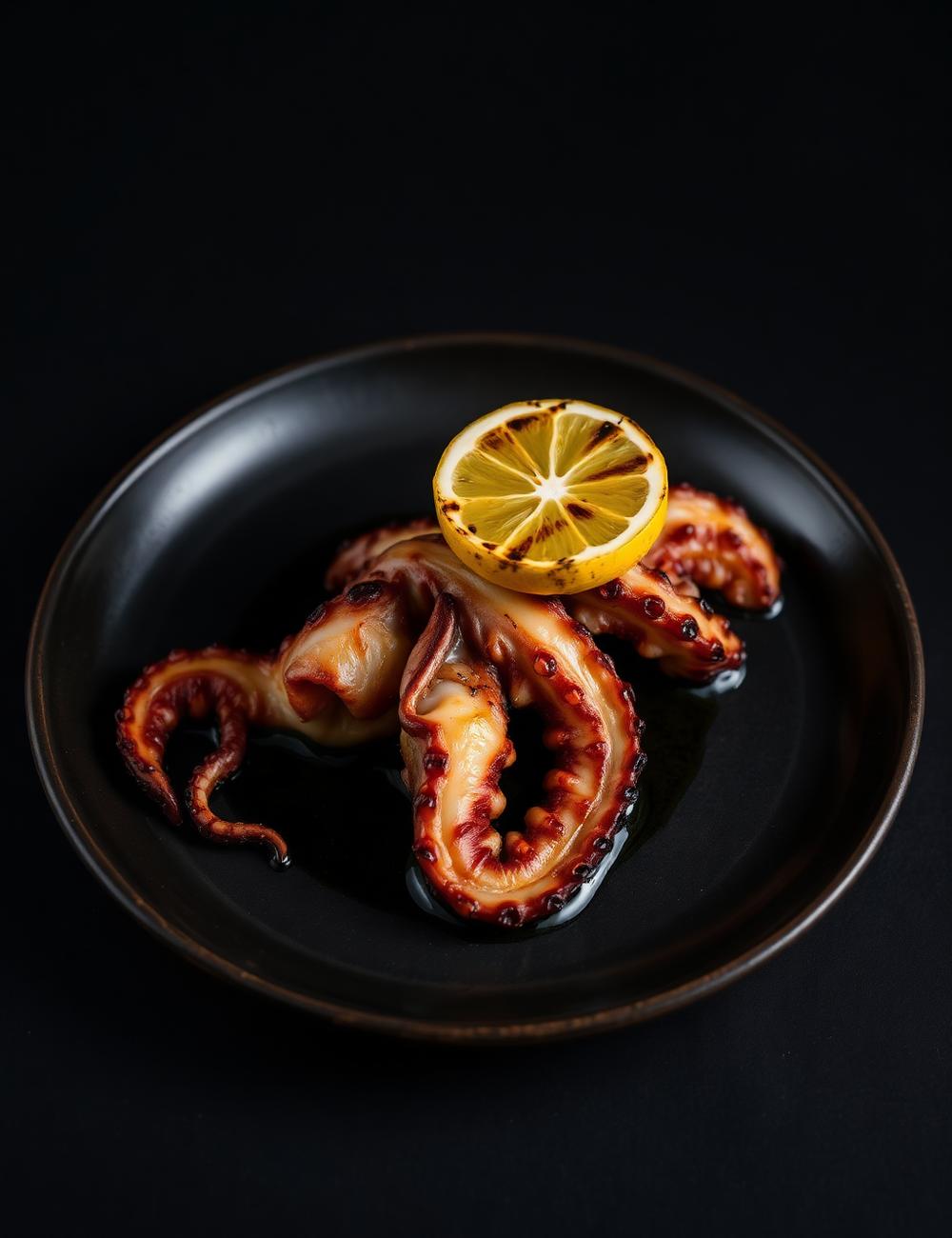 Grilled octopus with charred lemon
